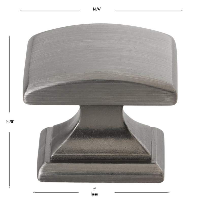 Convex 1 1/4" Length Square Knob Multipack, Brushed Pewter