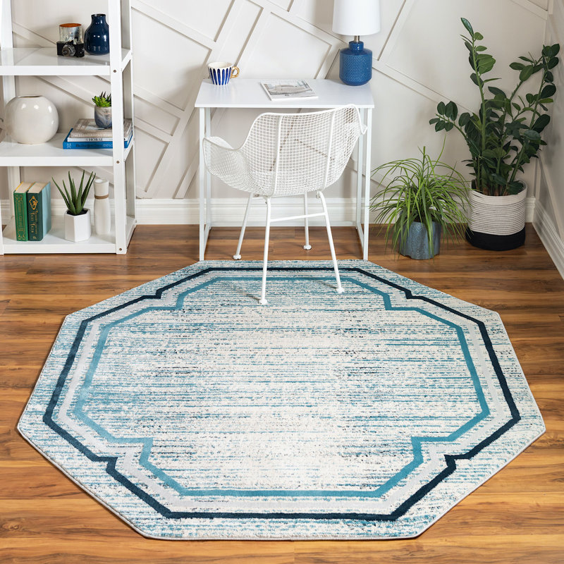 Tapis bleu contemporain Araceli, Ovale 8 pi x 10 pi