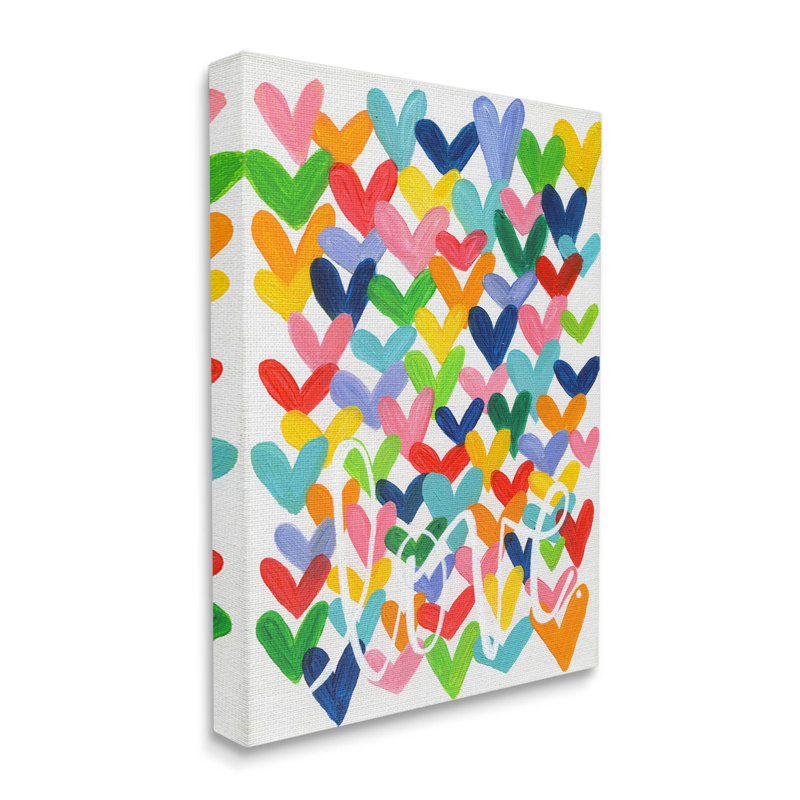 "Whimsical Love Hearts", art mural sur toile par Alli Rogosich, H 20 po x l 16 po x P 1,5 po