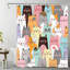 Rideau de douche à motifs de chats de dessin animé 72 x 72 pouces (183 x 183 cm) pour salle de bain