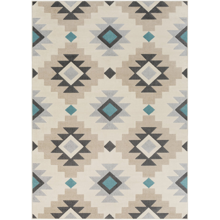Tapis turquoise / beige Schafer Southwestern