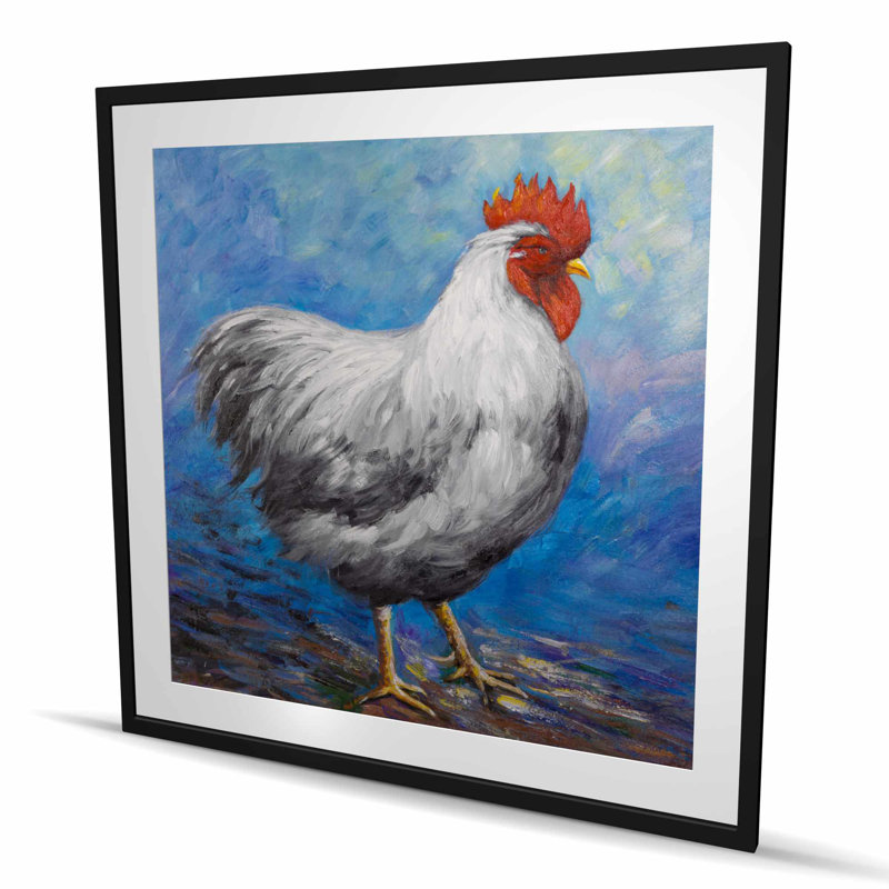 Grey Rooster - Contemporary Framed Matted Print for Decor