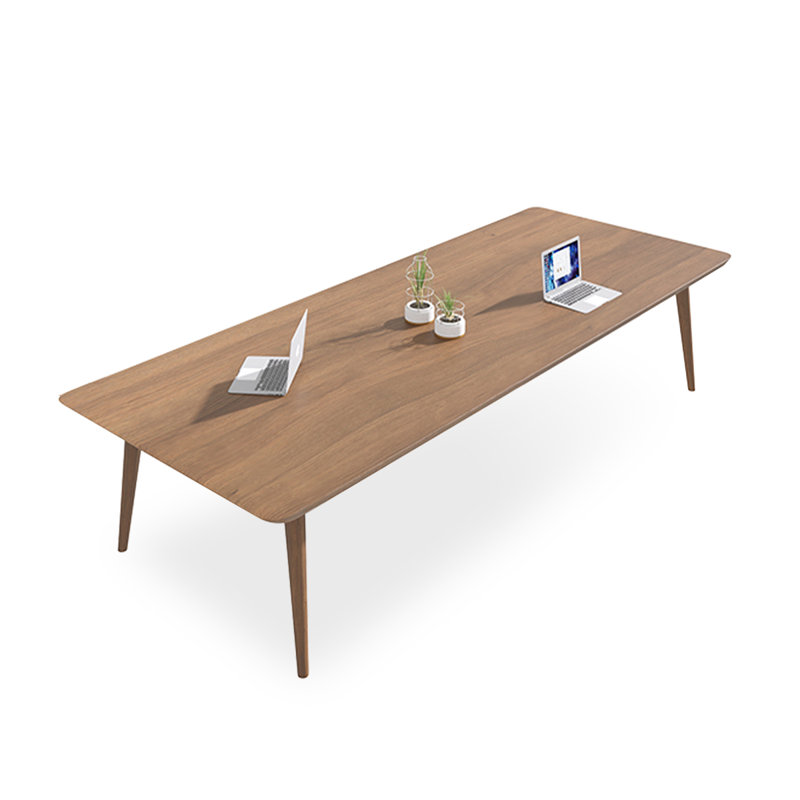 Table de conférence rectangulaire en bois massif brun noisette, H 29,53 po x L 86,61 po x l 35,43 po