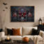 Crâne de vitrail rouge et bleu avec art gothique sur toile Halloween-2143103438