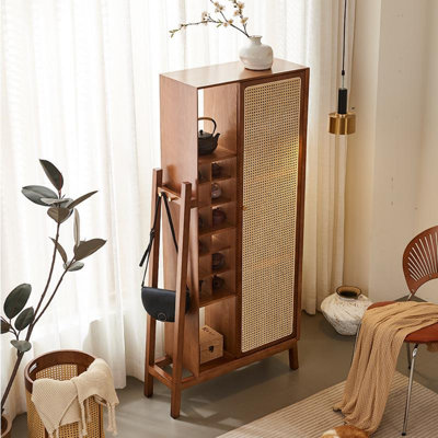 Modern Simple Solid Wood Rattan Display Cabinet