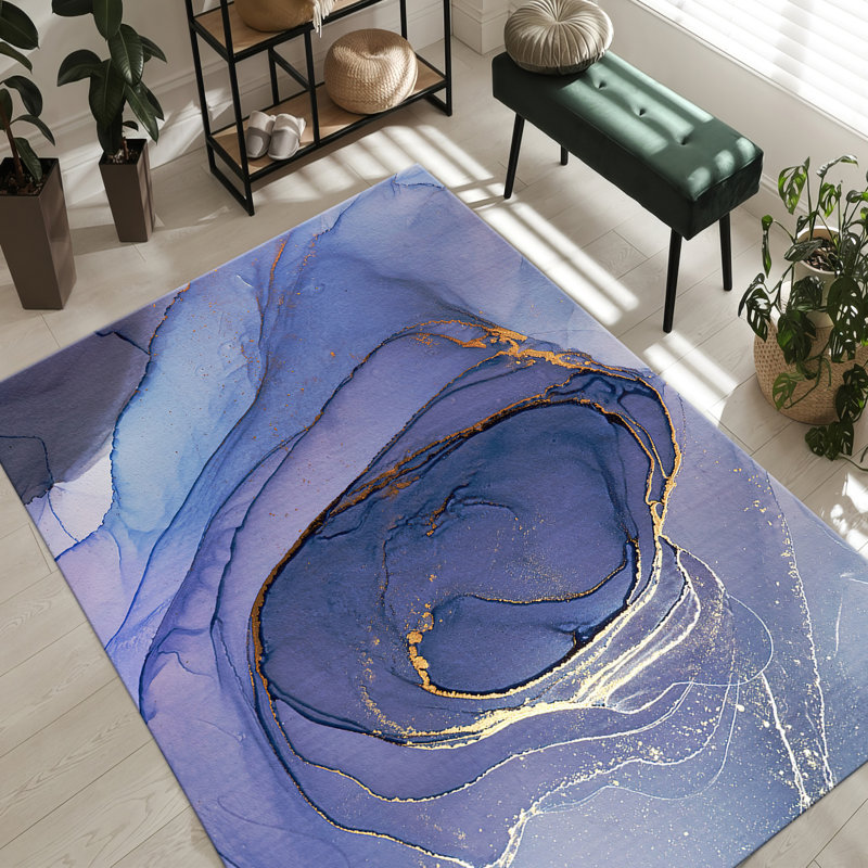 Vibrant Floral Print Non Woven Thin Type Decorative Rug Ideal for Adding a Burst of Color to Any Living Space
