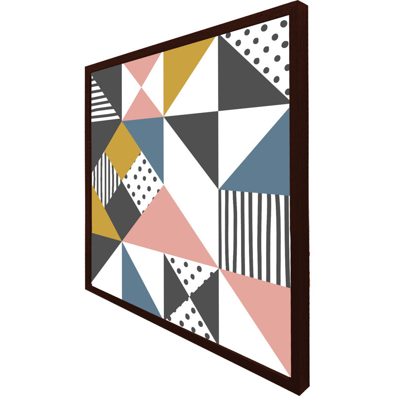 Ashantey Coloured Geometric Pattern - Single Picture Frame Print, Black Framed, 51cm H x 51cm W x 4cm D