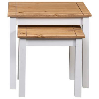 Nesting Tables 2 Pcs Coffee End Table Solid Pine Wood Panama Range