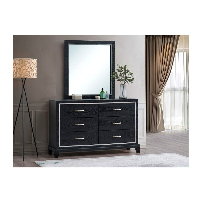 Mirror With Black Frame For Bedroom, Cloakroom, 40" x 36", Black, Rectangle