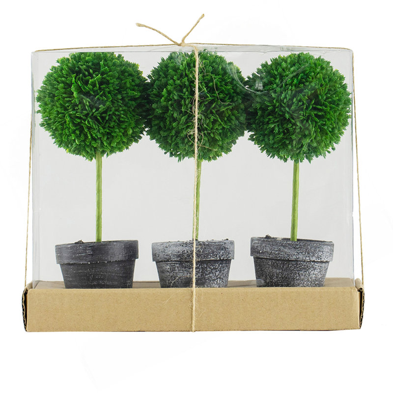 Mini topiaires en faux buis S / 3 D3.5X9.5 "