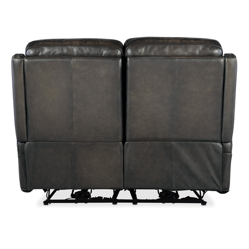 MS Leather Loveseat, Gray