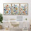 «Vivid Spring Blue Watercolor Wildflowers Modern Colorful Decor», ensemble de 3 reproductions d'art encadrées sur toile-99077904-99077905