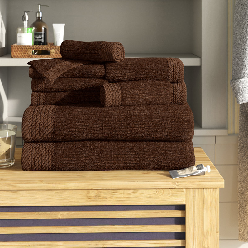 Ensemble de serviettes de bain 10 pièces Airyonna - Luxueux ensemble de serviettes de salle de bain 100% coton, Chocolat