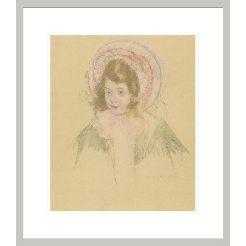 Sara portant un bonnet et un manteau par Mary Cassatt - Impression sur toile, H 20,34 po x l 17,75 po