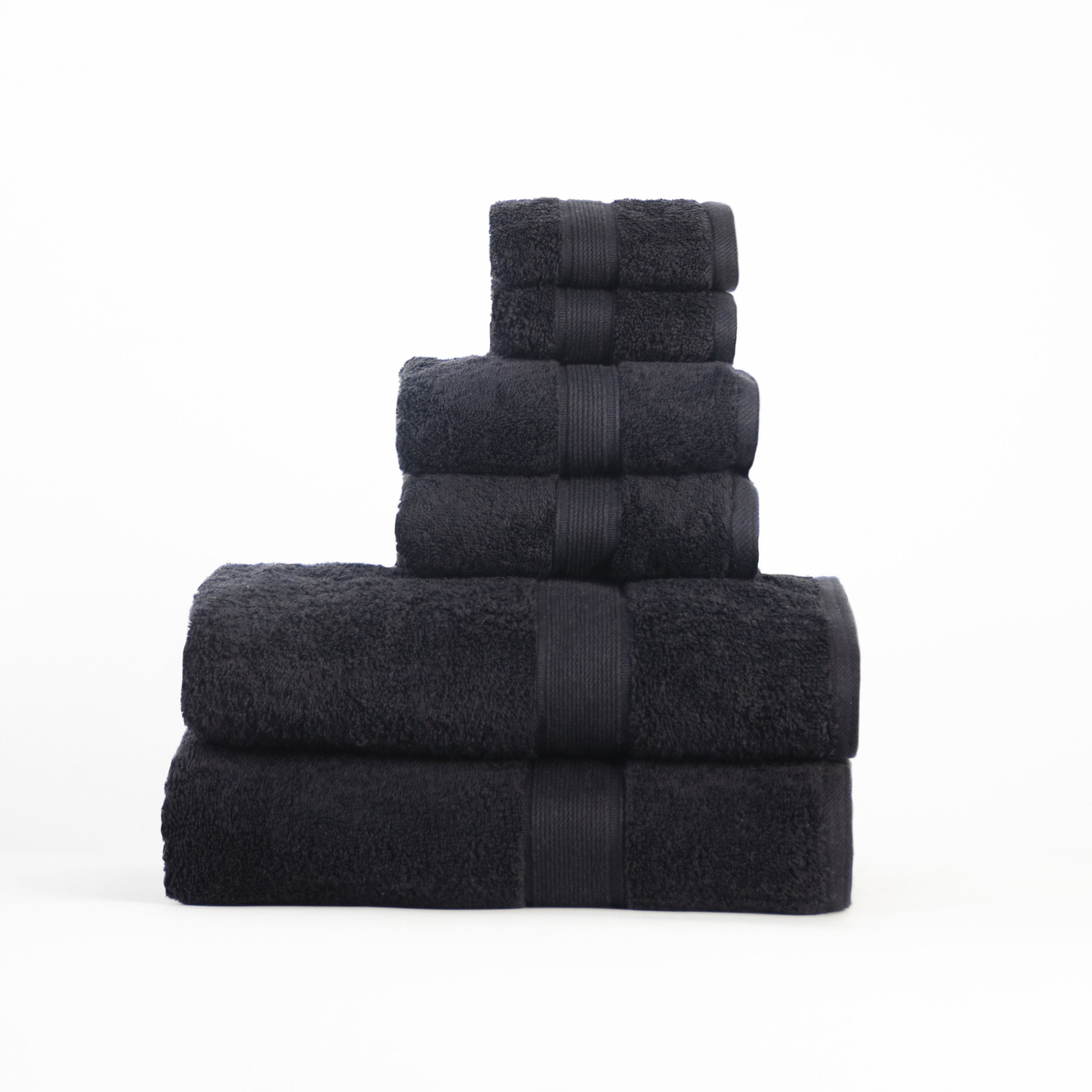 6 Piece 100% Cotton Towel Set, Black
