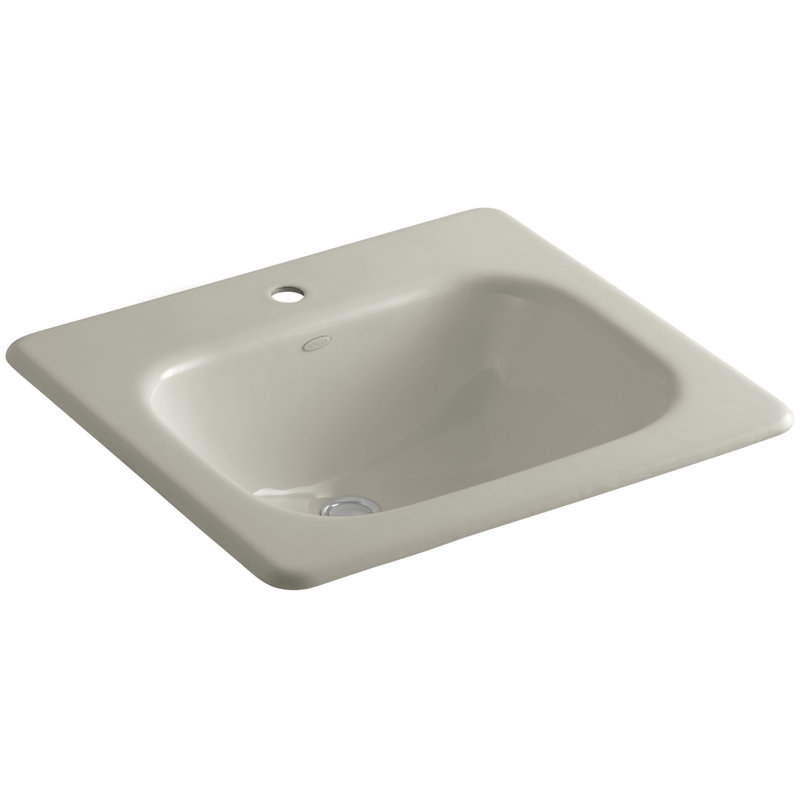 Tahoe Metal Rectangular Drop-In Bathroom Sink with Overflow, Sandbar, Single