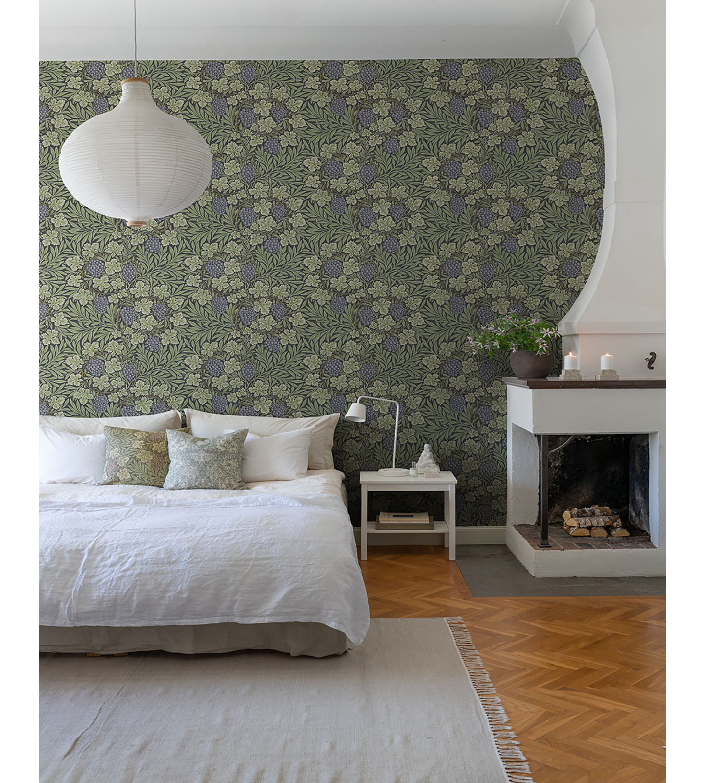 Vine Floral Wallpaper, Green