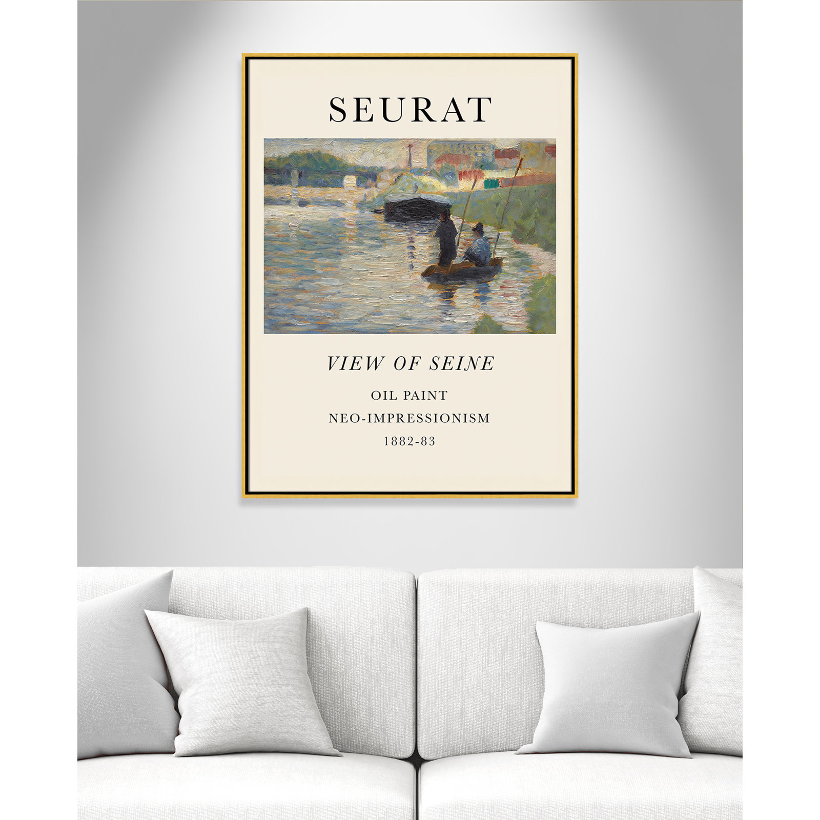 View Of Seine by Georges Seurat, No, 41.5" H x 31.5" W x 2" D, Gold Floater Frame