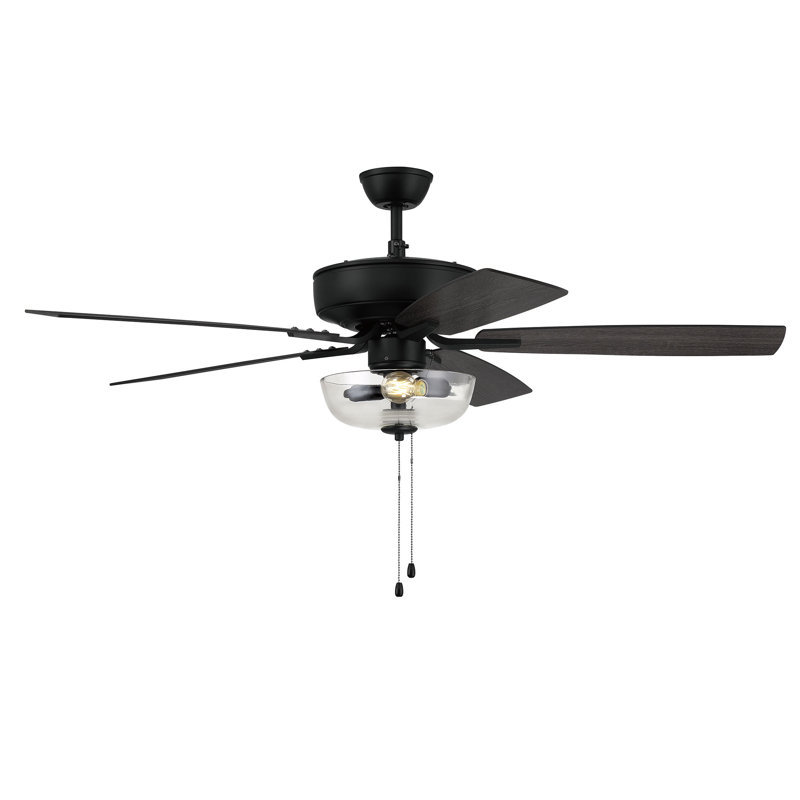 Pro Plus 101 Clear Bowl Light Kit 52'' Ceiling Fan with Light Kit, Flat Black