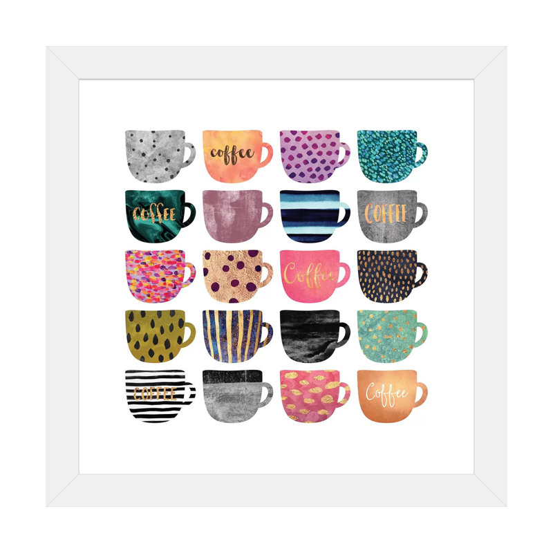 Jolies tasses à café par Elisabeth Fredriksson - reproduction, H 16 po x l 16 po x p 1 po, Papier blanc