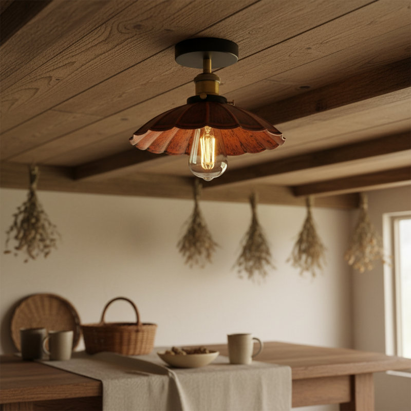 Semi Flush Mount, Rustic Red, No