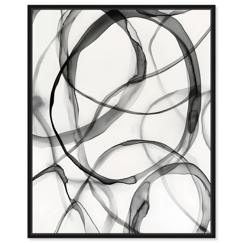 Toile Dynamic Interplay II par Art Remedy, H 21 po x l 17 po, Cadre flottant, Noir