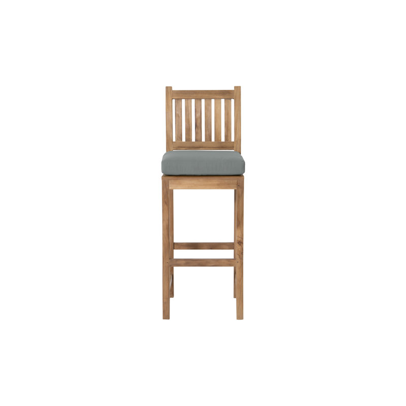Huntington Outdoor Teak Bar Stool, Charcoal