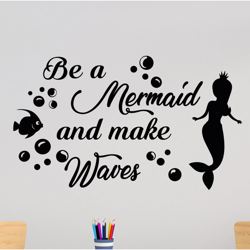 Adhésif décoratif «Be a Mermaid and Make Waves», H 38 po x l 66 po, Noir