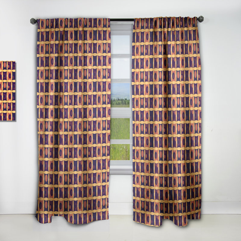Panneau de rideau occultant rétro rétro Mid-Century, L 52 po x L 95 po
