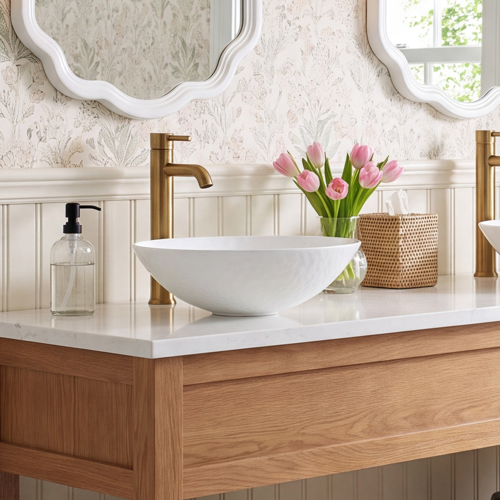 Murano Round Glass Vessel Bathroom Sink, Bianco