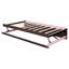 Lit de jour simple rembourré rose avec lit gigogne pour une disposition flexible des invités - Lit gigogne extensible de taille L, idéal