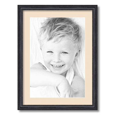 Black Wood Matte Picture Frame with Mat