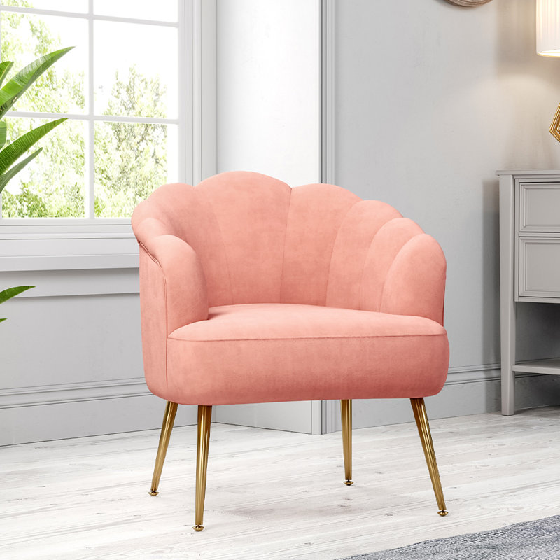 Adriel Upholstered Barrel Chair, Pink