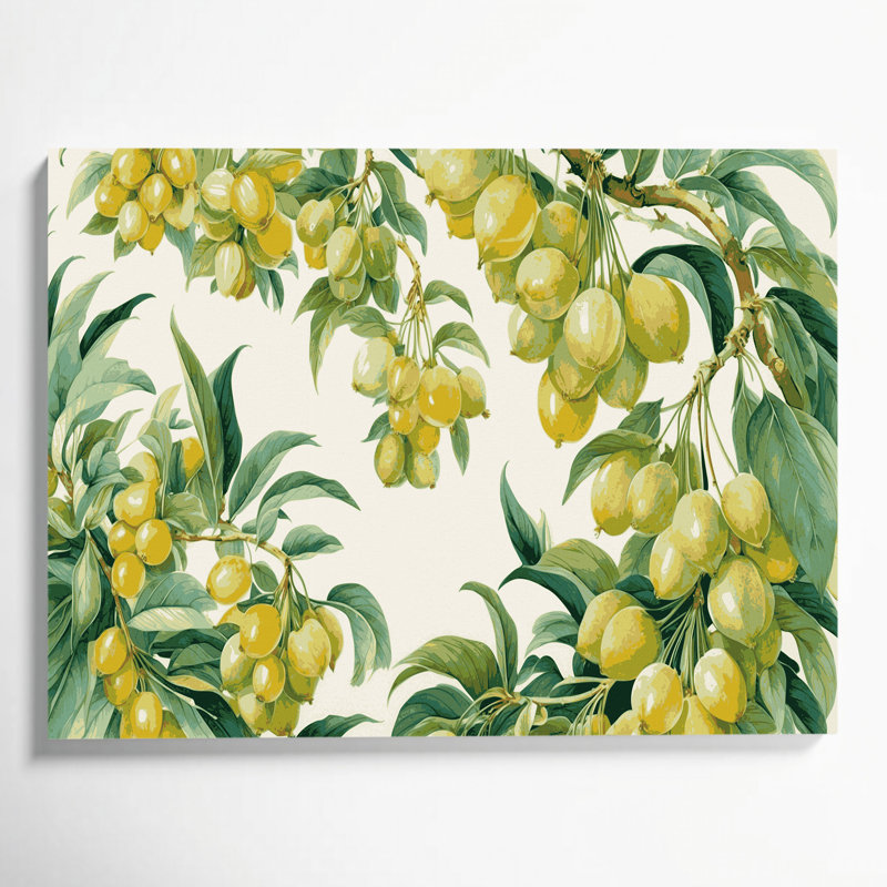 «Fruit Wampee», art mural sur toile vert, H 11 po x l 14 po