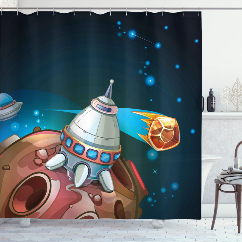 Ensemble de rideau de douche et crochets animés, H 70 po x l 69 po