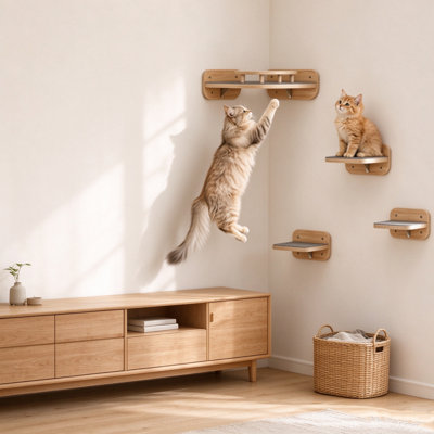 Ensemble mural d'escalade pour chat, tabouret de coin à 90 degrés, avec surface en feutre antidérapant, mobilier mural pour permettre aux chats de grimper, de jouer et de se reposer