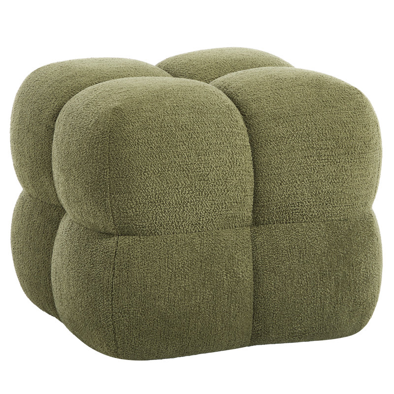 Robertas 53cm Wide Modern Upholstered Tufted Square Ottoman Footstool Accent Stool for Living Room Bedroom, Green