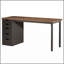 Bureau d'ordinateur de 47 pouces avec 5 tiroirs et armoire réversible, brun rustique et noir, idéal pour les petits bureaux à domicile et les zones d'étude