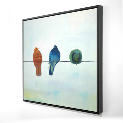 "Oiseaux abstraits perchés" sur toile
