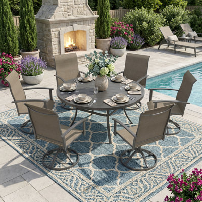 6-Person Patio Dining Set With Swivel Chairs