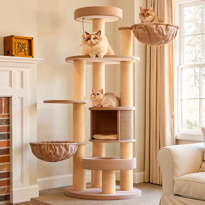 Modern 65''H Extra Large Multi-Function Cat Tree for Big Cats&MaineCoon