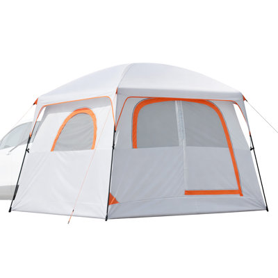 Large SUV Tent for 6 Person, 10 x 9 FT 3-Season SUV Tailgate Tent with Ventilated Doors & Mesh Windows, PU2000mm Waterproof Dual-Use Car Rear Hatch Tents for Outdoor Camping Hiking