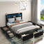 Lit spacieux avec rangement en MDF et design noir moderne pour les maisons