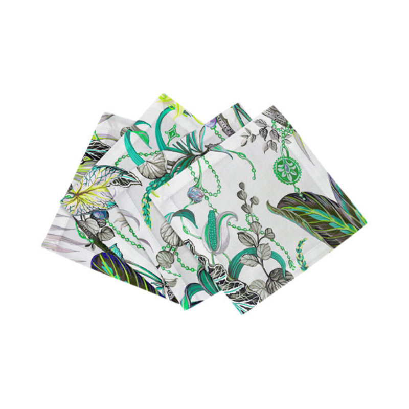 Amazonia Cotton Sateen Cocktail Napkins, Tourmaline