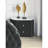 1Pc Oval Faux Marble Top Nightstand 2- Drawers Storage Black Finish Button Tufted Faux Crystal Tufted-1647204655