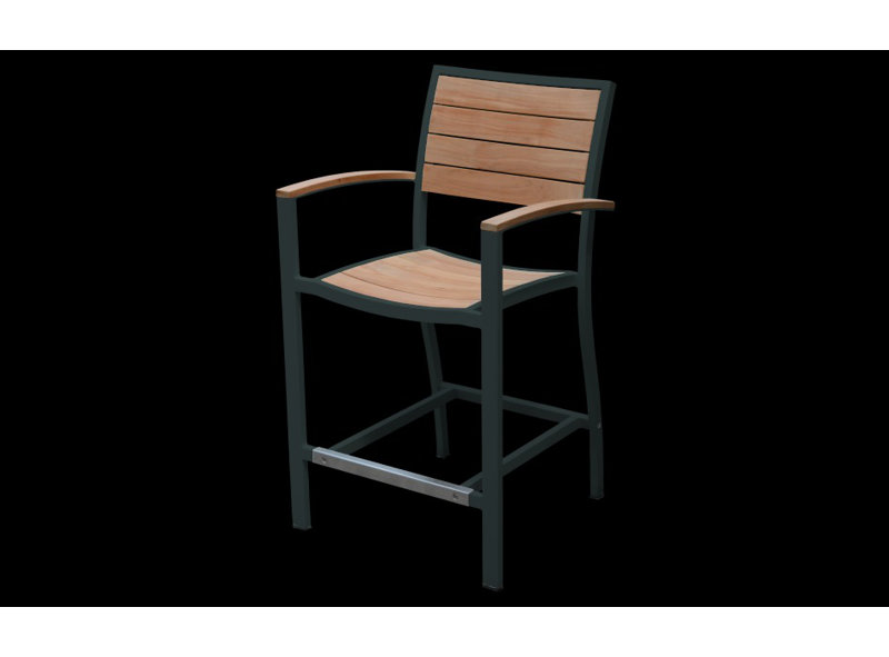 Soho Outdoor 7 - Piece Teak Bar Height Dining Set, Black