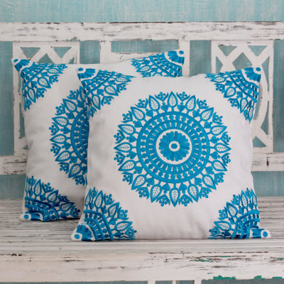 Mandalas Embroidered Cotton Pillow Cover