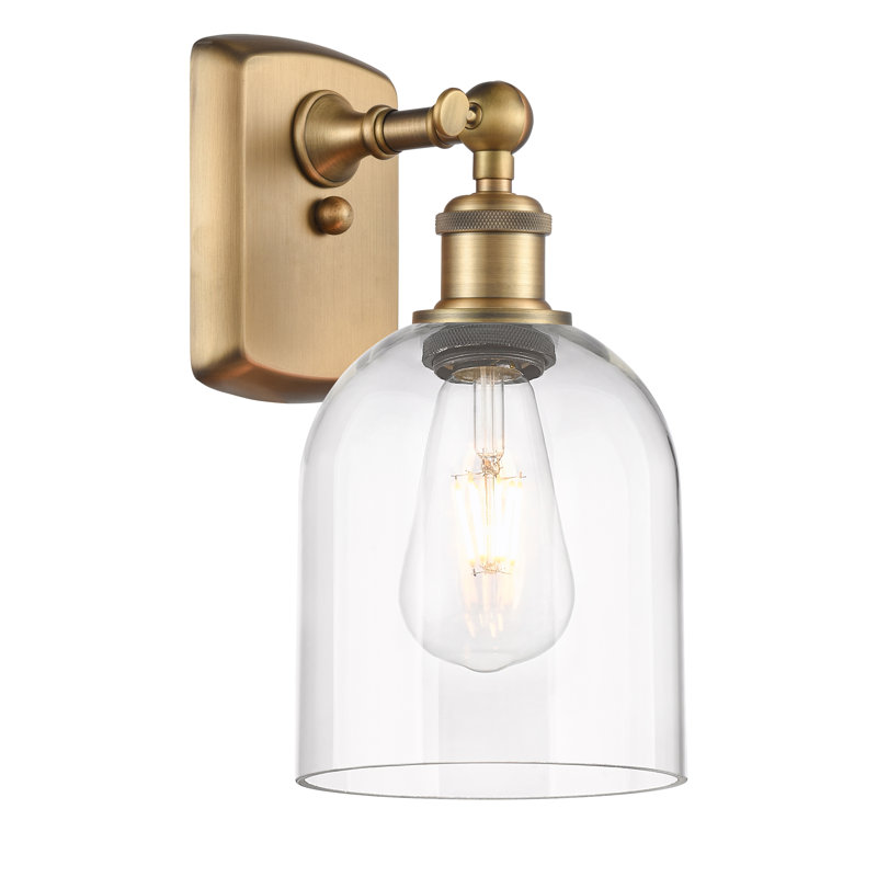 Anacaren Steel Armed Sconce, Brushed Brass, Clear