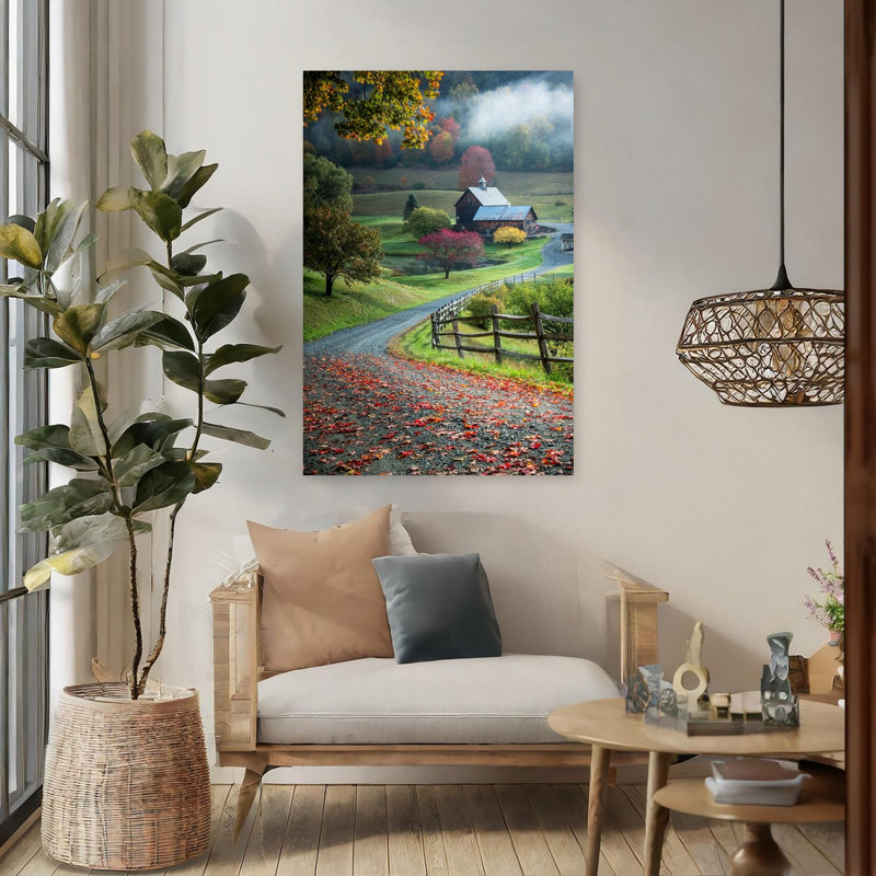 Art contemporain contemporain, paysage d'automne abstrait, H 48 po x l 32 po