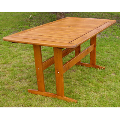 Heckson Rectangular Pine Outdoor Dining Table , 223.52cm cm W 381cm cm D